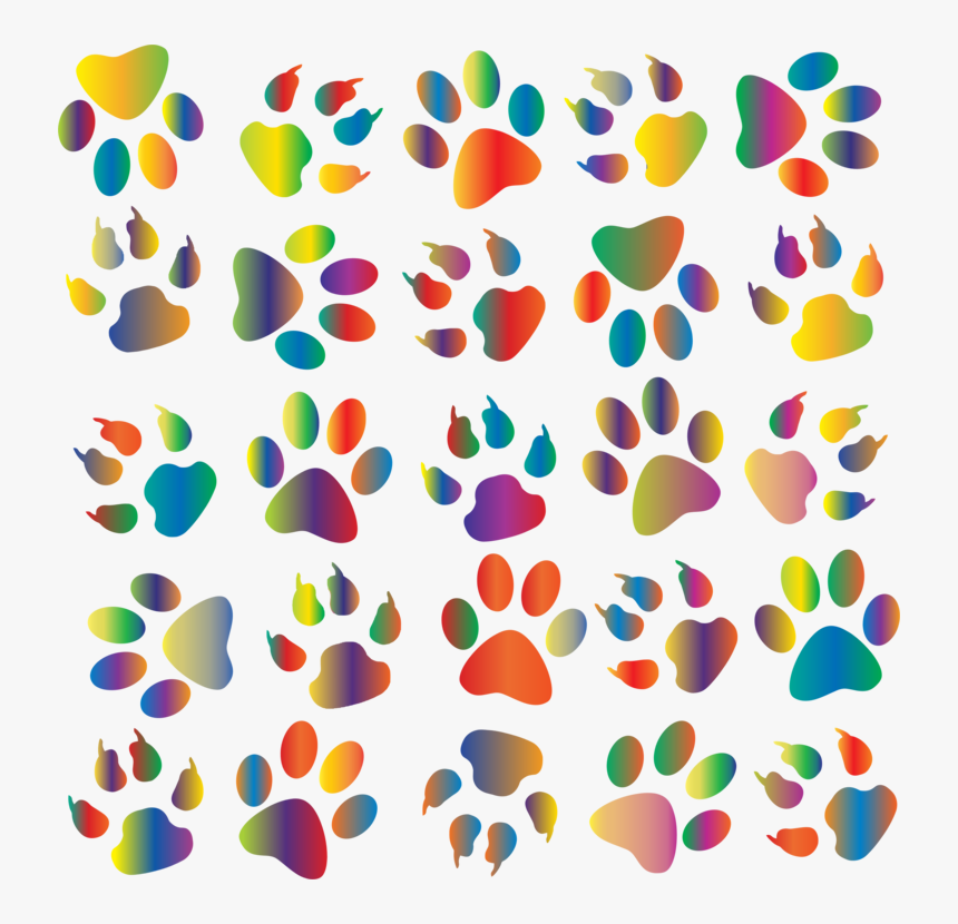 Heart,petal,line - Colorful Cat Paw Prints, HD Png Download, Free Download
