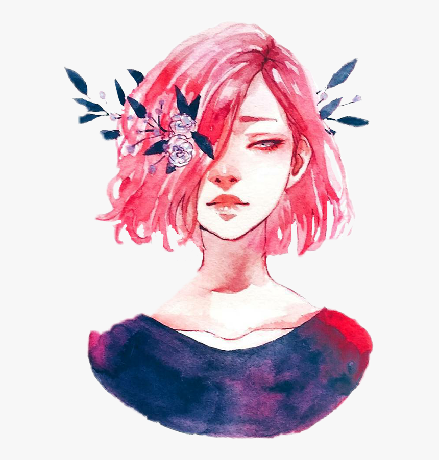 Instagram Drawing Girl Watercolor, HD Png Download, Free Download