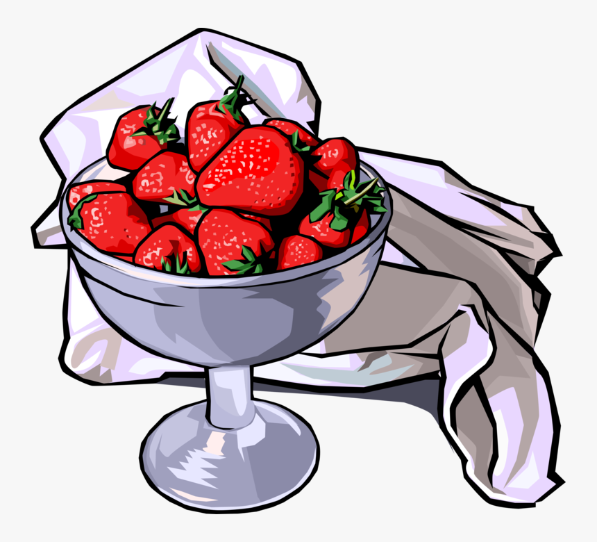 Vector Illustration Of Edible Fruit Strawberries In - Animated Bowl Of Strawberries, HD Png Download, Free Download