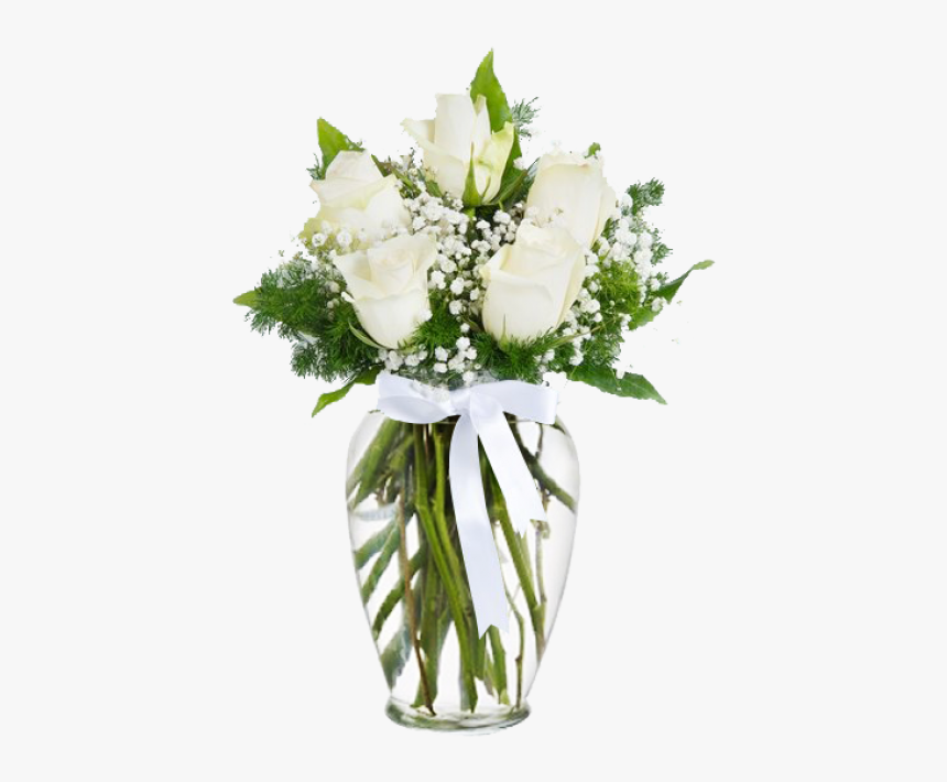 White Roses With Gypsophile - Roses, HD Png Download, Free Download
