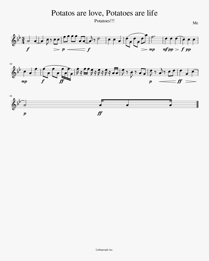 Potatos Are Love, Potatoes Are Life Sheet Music Composed - Sheet Music, HD Png Download, Free Download