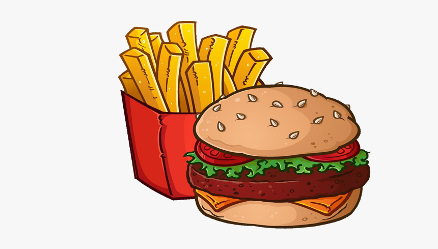 Clip Art Hamburger And Fries Clipart - Hamburger And Fries Drawing, HD Png Download, Free Download