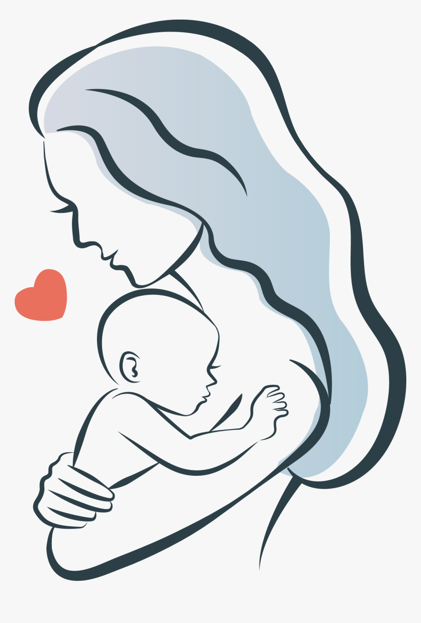 mother and baby clipart black and white