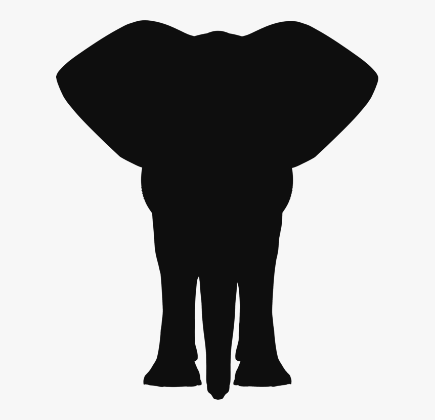 Standing,silhouette,neck - Elephant Front View Vector, HD Png Download, Free Download