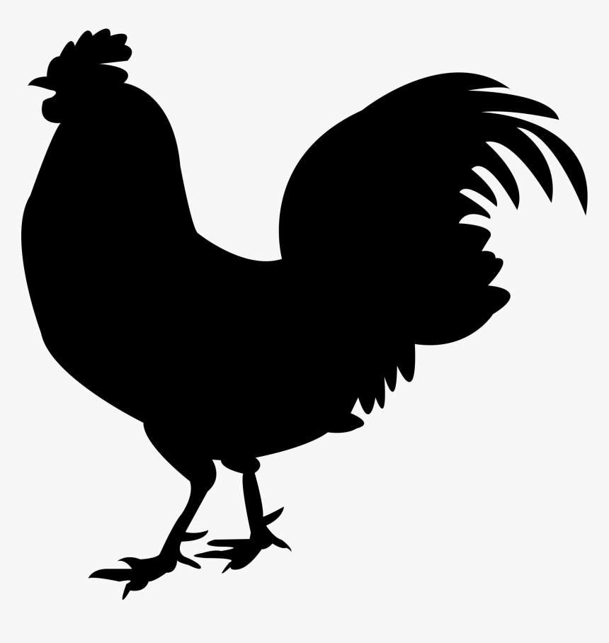 Hen Clipart Fried Chicken Wing - Black Transparent Rooster Silhouette, HD Png Download, Free Download