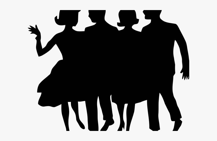 Silhouettes Clipart Small Crowd - Retro Dance Silhouette Png, Transparent Png, Free Download