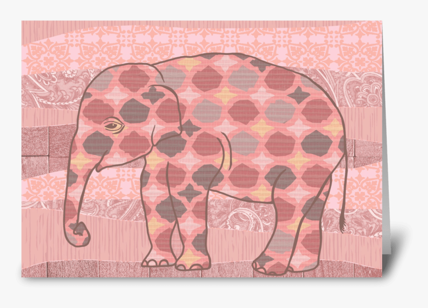 Pink Bohemian Elephant Greeting Card - Indian Elephant, HD Png Download, Free Download