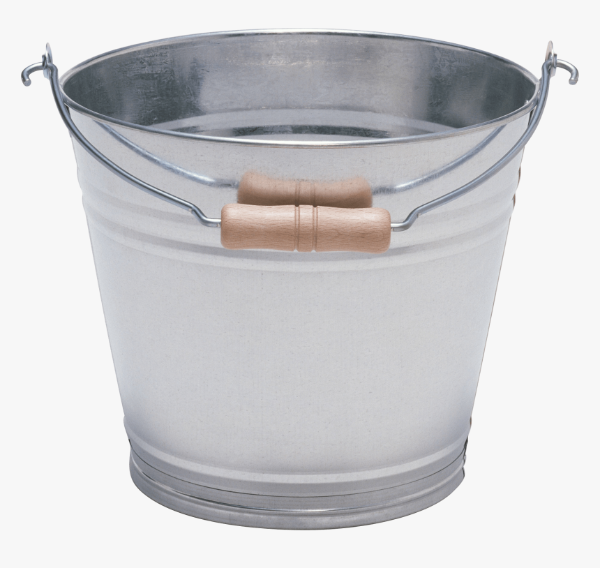 Silver With Wood Bucket - Bucket Png, Transparent Png, Free Download