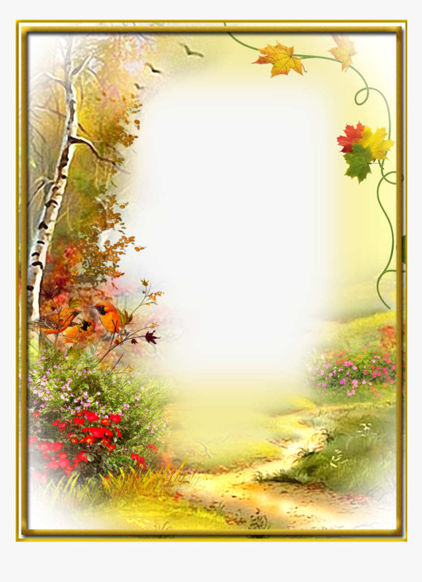 Autumn Flowers Frames Clipart Picture Frames Decorative - Page Border Design Nature, HD Png Download, Free Download