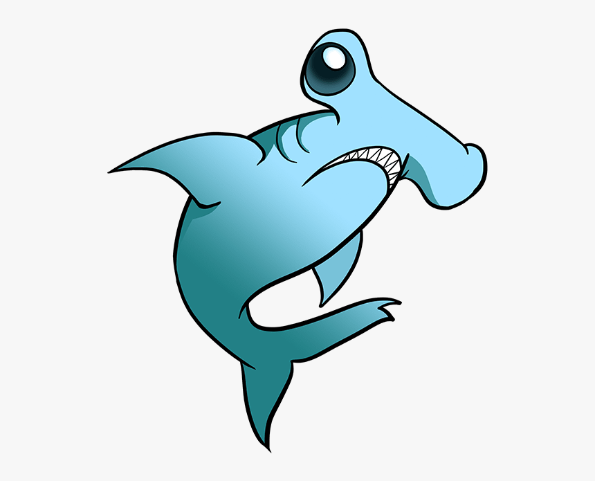 How To Draw Hammerhead Shark - Cartoon Hammerhead Shark Drawing, HD Png Download, Free Download