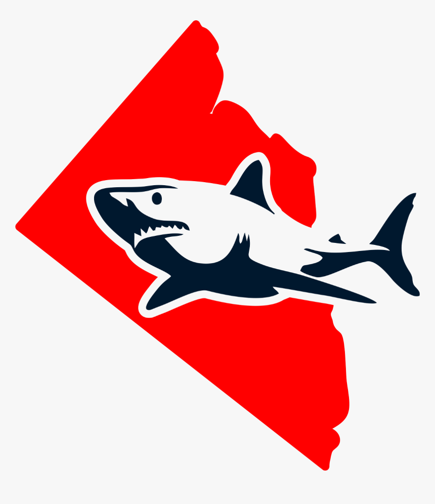 Red Triangle Tech Shark Stencil- - Black And White Shark Teeth Cartoon, HD Png Download, Free Download