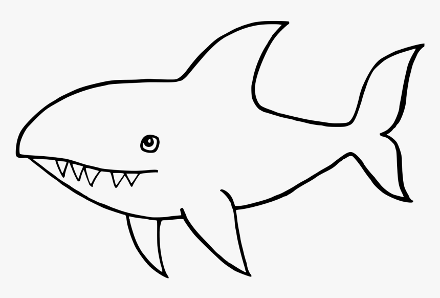 Clip Art Great Drawing Line Art - Cute Shark Clip Art Black And White, HD Png Download, Free Download