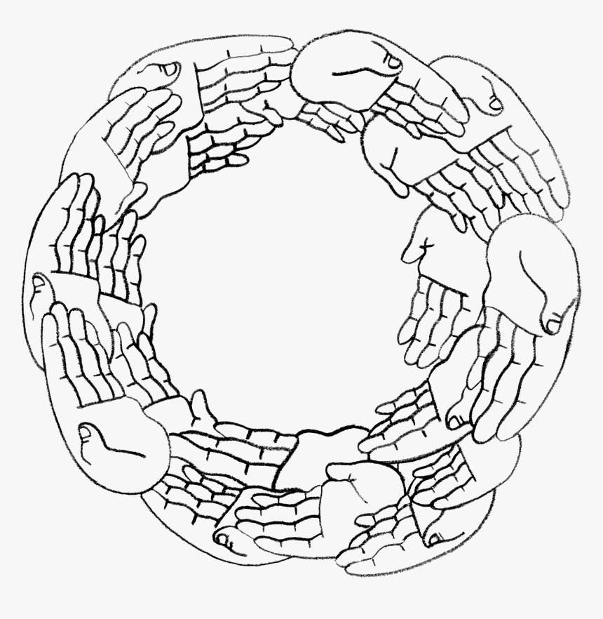 Hands Screenprint - Circle - Line Art, HD Png Download, Free Download