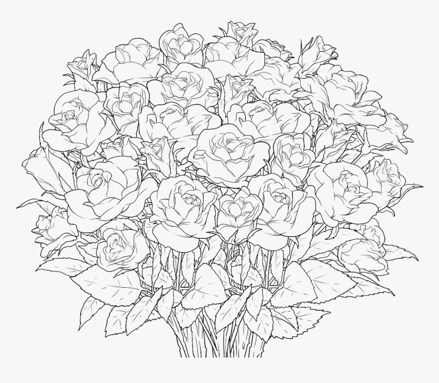 Transparent Flower Outline Png - Color Drawing For Adult, Png Download, Free Download