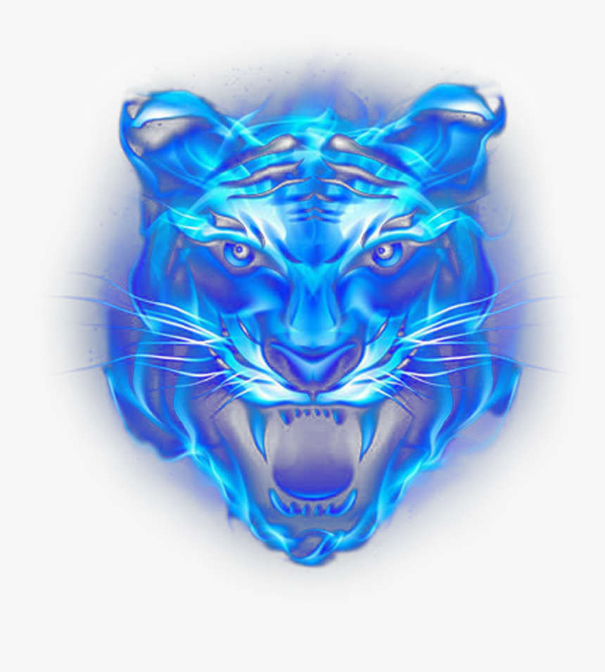 #lion #blue #fire #water #metallic #neon #light - Fire And Water Lion, HD Png Download, Free Download