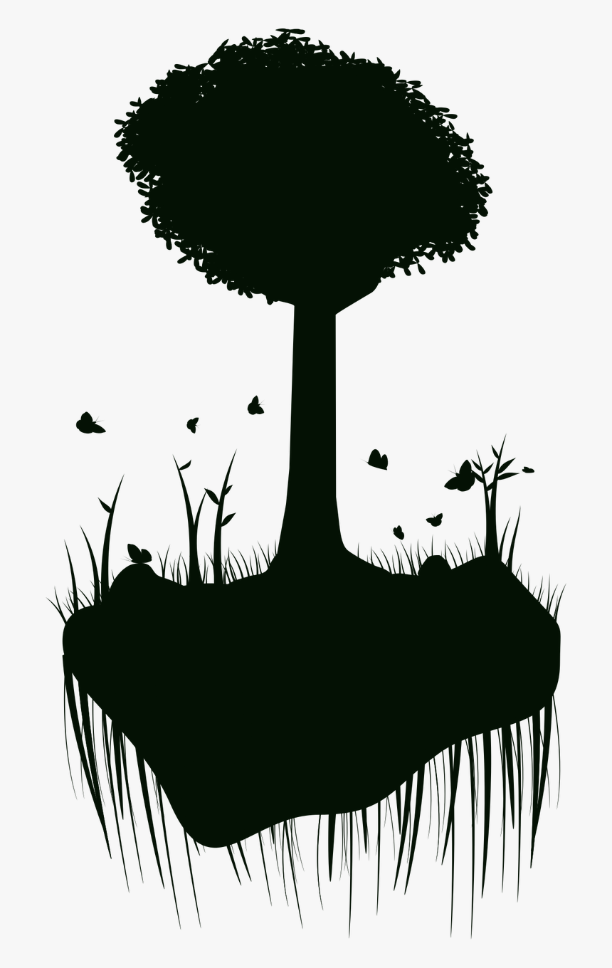 Silhouette Tree Island Free Picture - Floating Island Silhouette, HD Png Download, Free Download