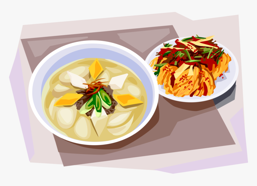 Vector Illustration Of Korean Cuisine Rice-cake Soup - Korean Food Transparent, HD Png Download, Free Download