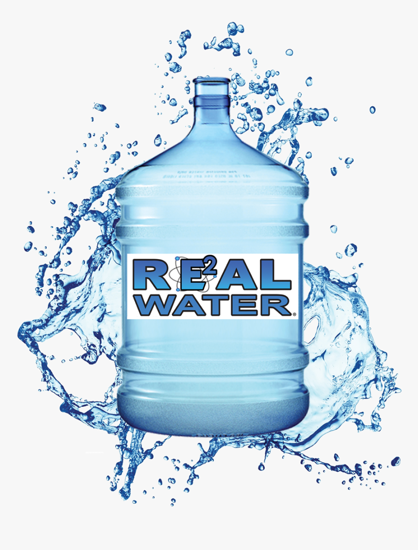 5 Gallon Bottle With Splash , Png Download - 5 Gallon Real Water, Transparent Png, Free Download