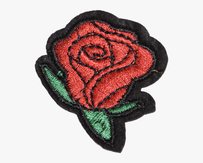 Little Red Rose With Green Leaves Embroidery Patch - Transparent Rose Embroidery Png, Png Download, Free Download