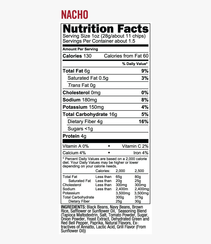 Beanfields Bean Chips Snacks - Beanfields Chips Nutrition Facts, HD Png Download, Free Download