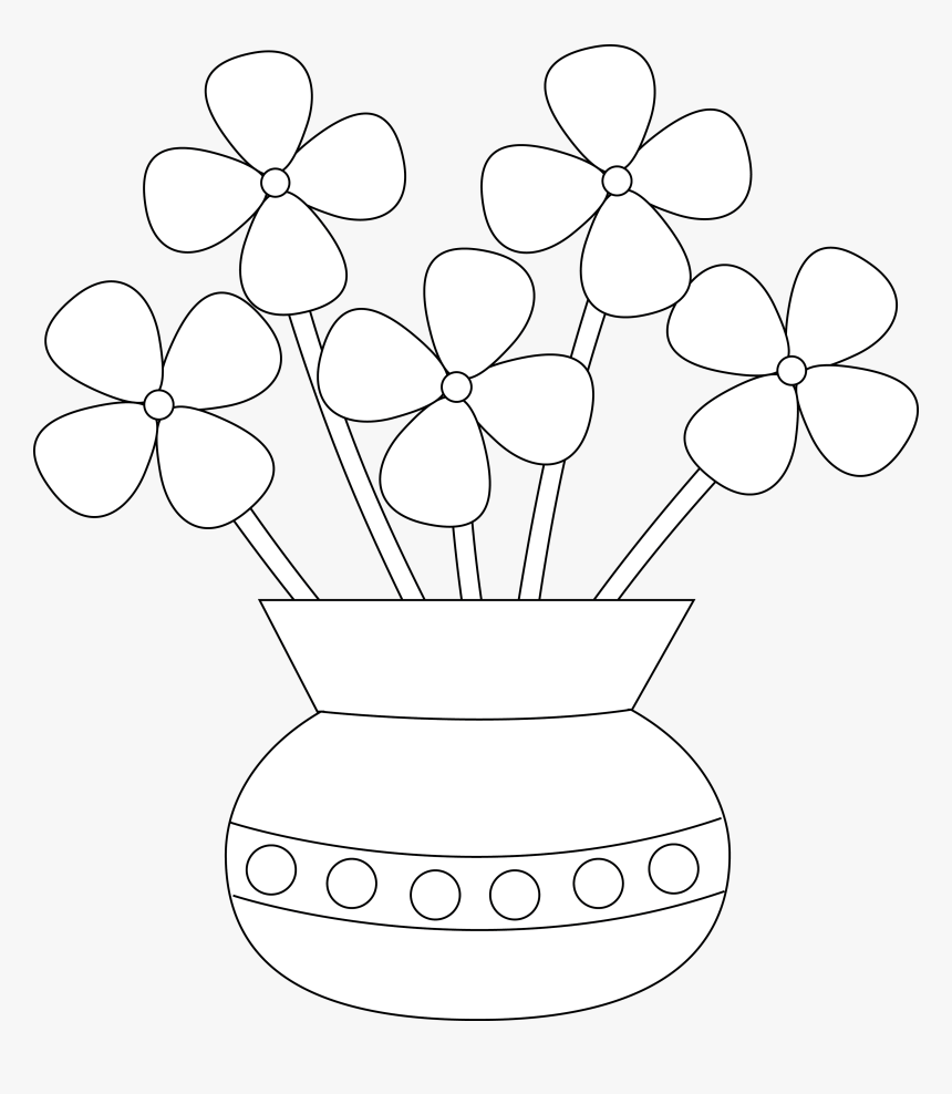 Flower Vase Clipart Black And White Picture Black And - Colouring Picture Of Flowers, HD Png Download, Free Download