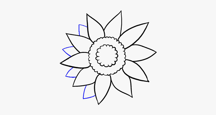 How To Draw Sunflower - Easy How To Draw A Sunflower, HD Png Download, Free Download