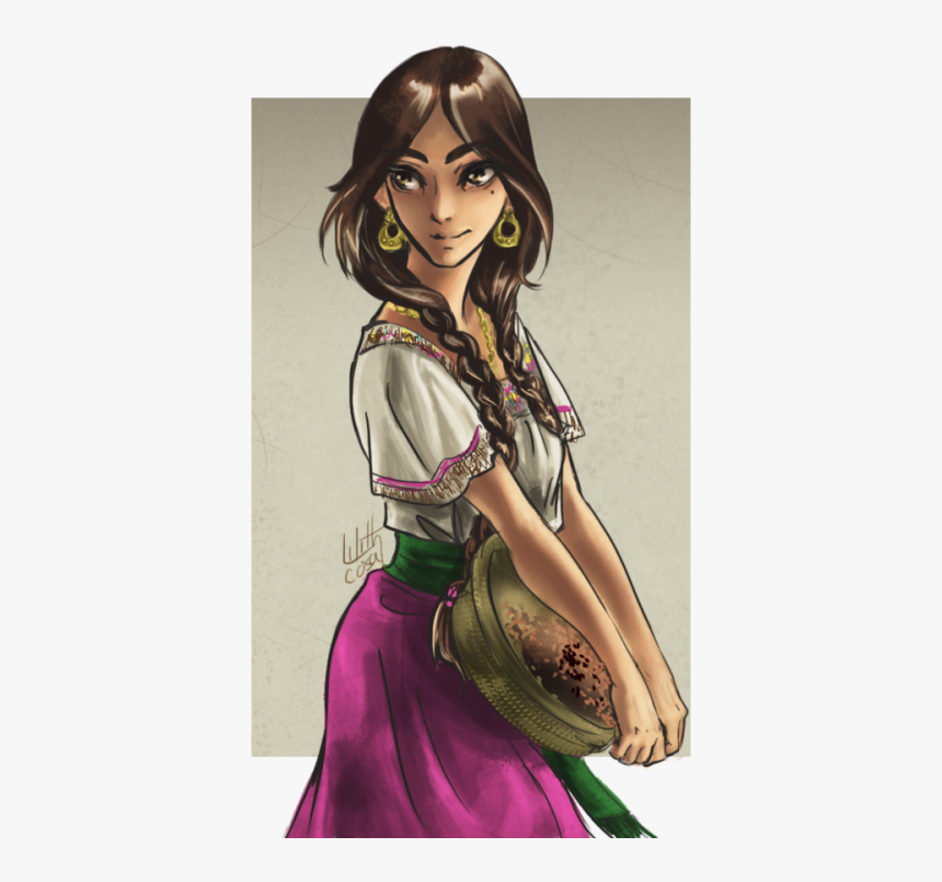 Charra Drawing Lady Mexican - Drawing A Mexican Girl, HD Png Download, Free Download