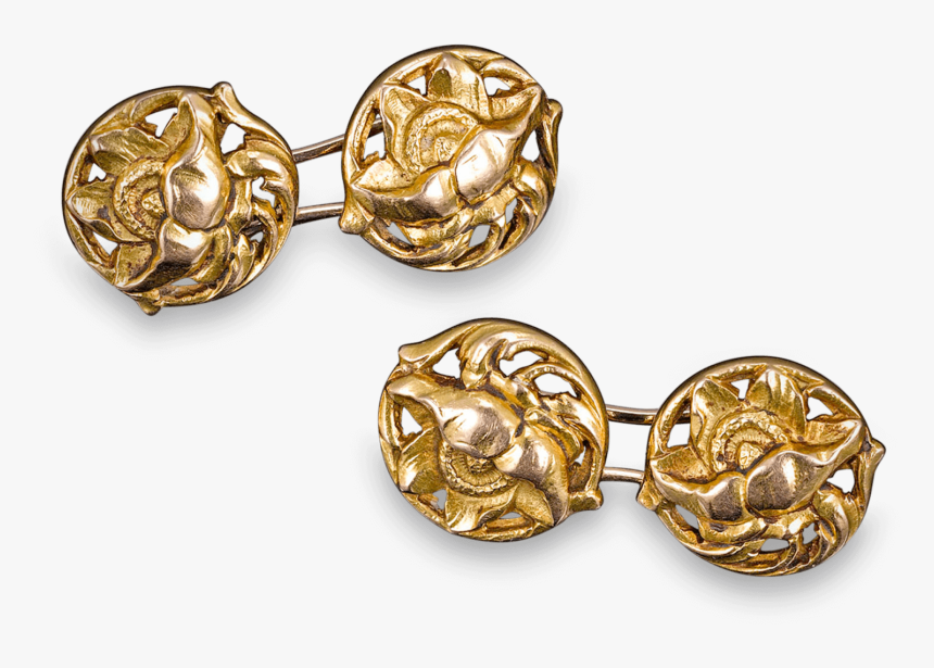 Art Nouveau Gold Cufflinks - Body Jewelry, HD Png Download, Free Download