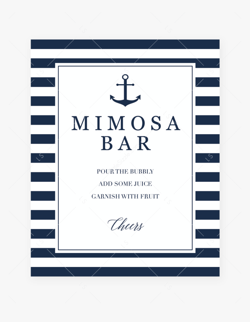 Navy And White Mimosa Bar Sign Printable By Littlesizzle"
 - Diaper Raffle Sign For Baby Shower For Boy, HD Png Download, Free Download