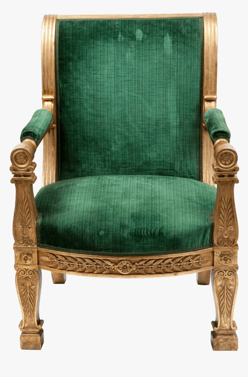 Armchair Green Vintage - Green Royal Chair Png, Transparent Png, Free Download