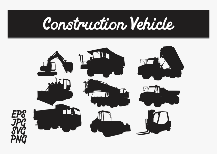 Construction Vehicle Silhouette Svg Vector Image Graphic - Vector Graphics, HD Png Download, Free Download