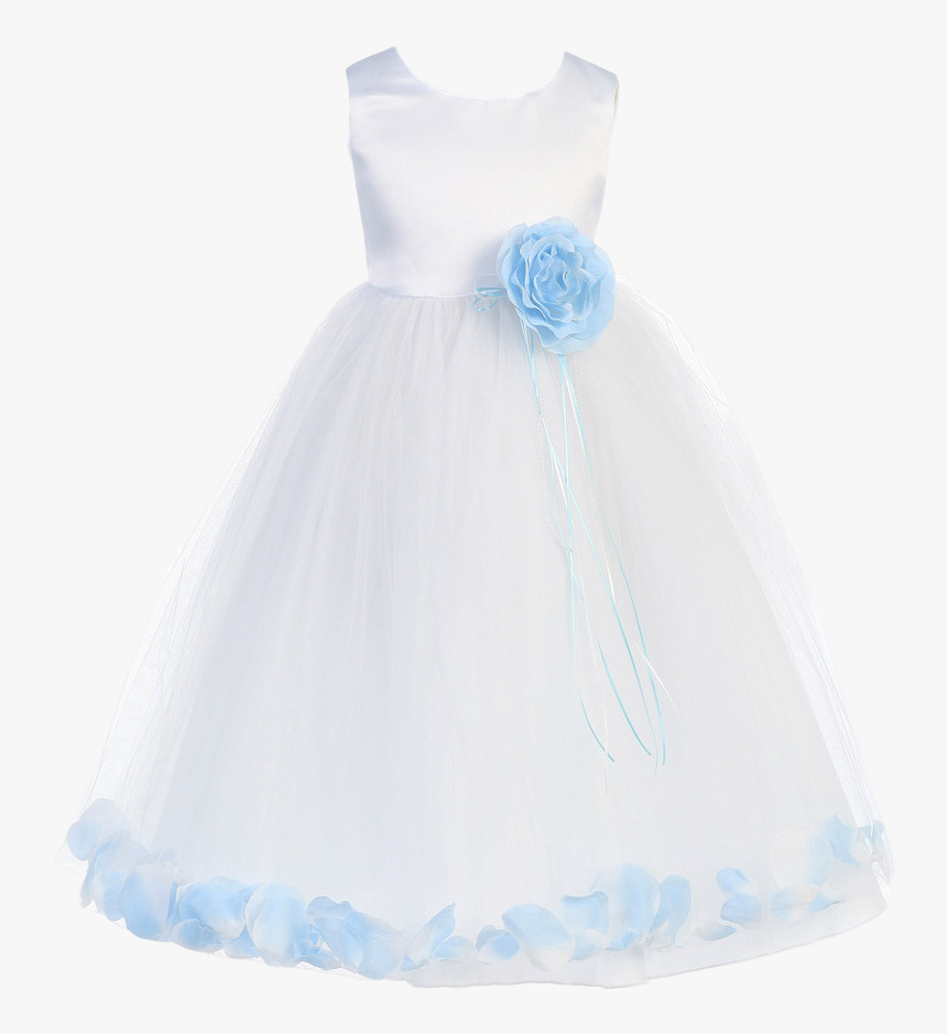 Girls Size 5/6 White Satin & Tulle Floating Flower - Gown, HD Png Download, Free Download