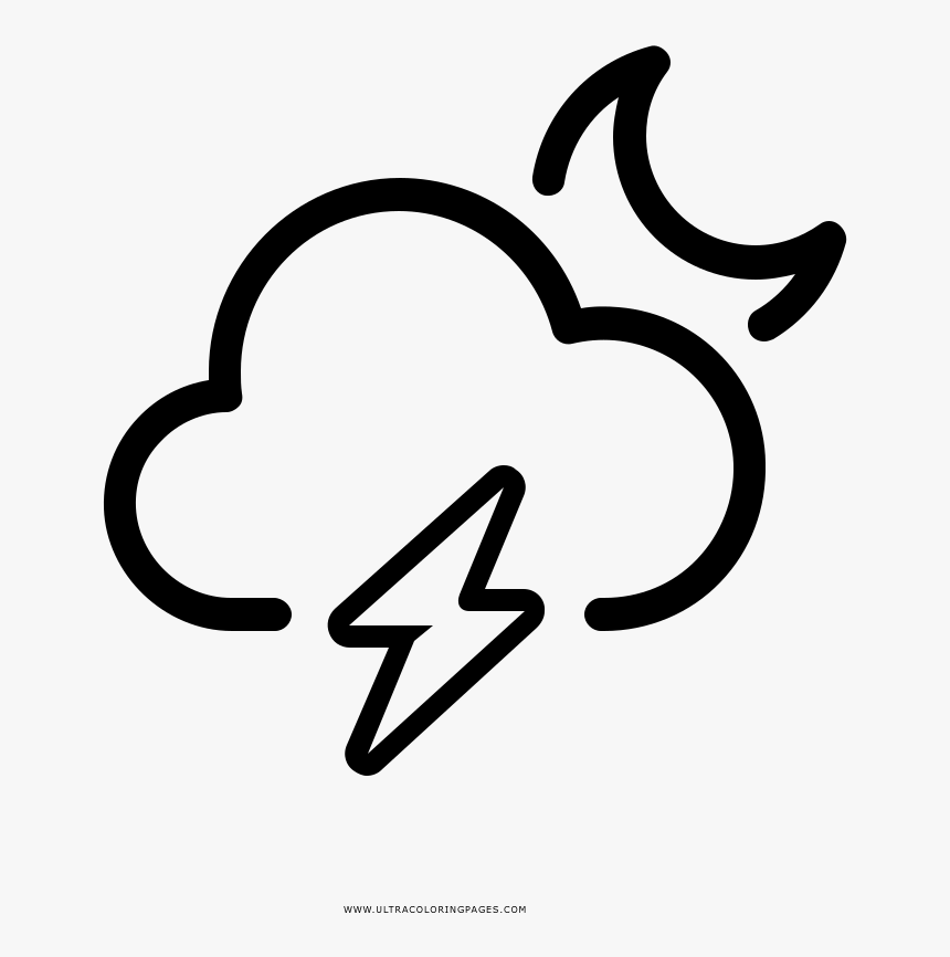 Night Lightning Cloud Coloring Page, HD Png Download, Free Download