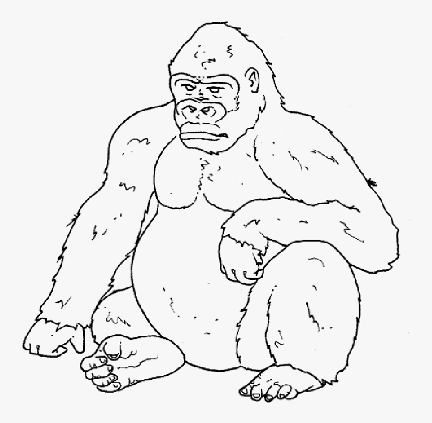 Gorilla Clipart Easy - Gorilla Colouring Png, Transparent Png, Free Download