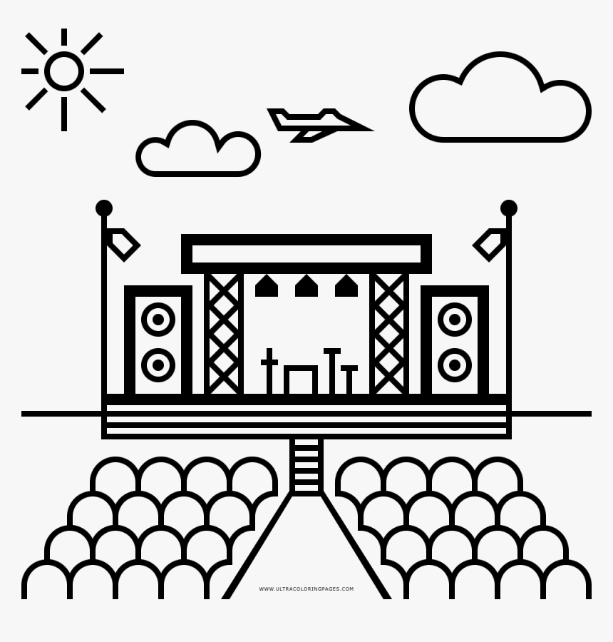 Concert Coloring Page - Concert Stage Coloring Page, HD Png Download, Free Download