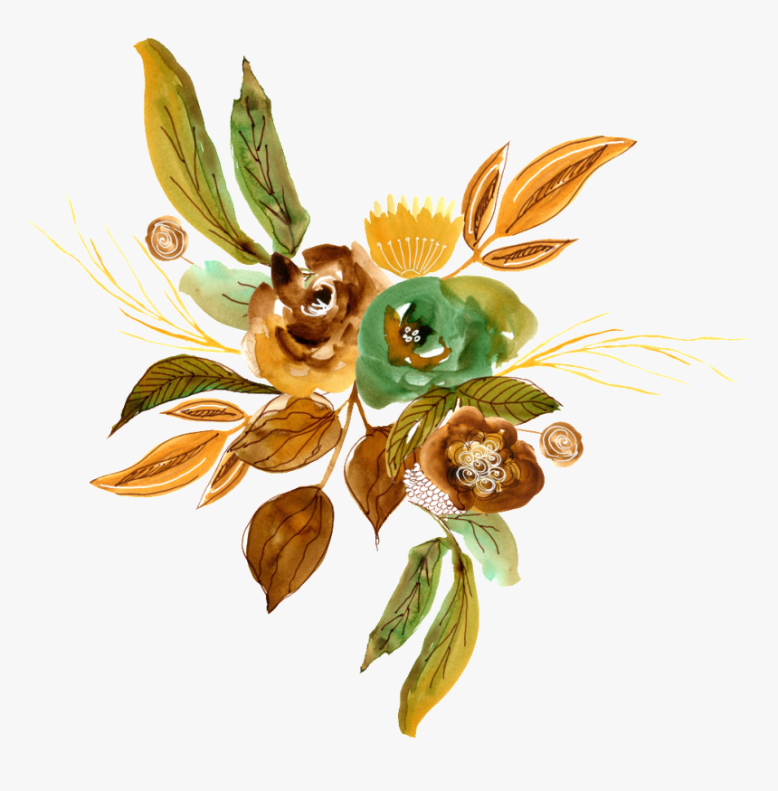 Brown Watercolor Flower Png Transparent - Brown Flower Watercolor Png, Png Download, Free Download