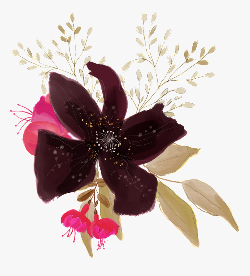 Brown Black Flower Transparent Decorative - Illustration, HD Png Download, Free Download