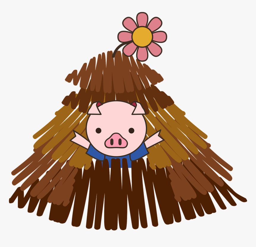 Pig From The Three Little Pigs Clipart - 3 匹 の こぶた わら の 家, HD Png Download, Free Download