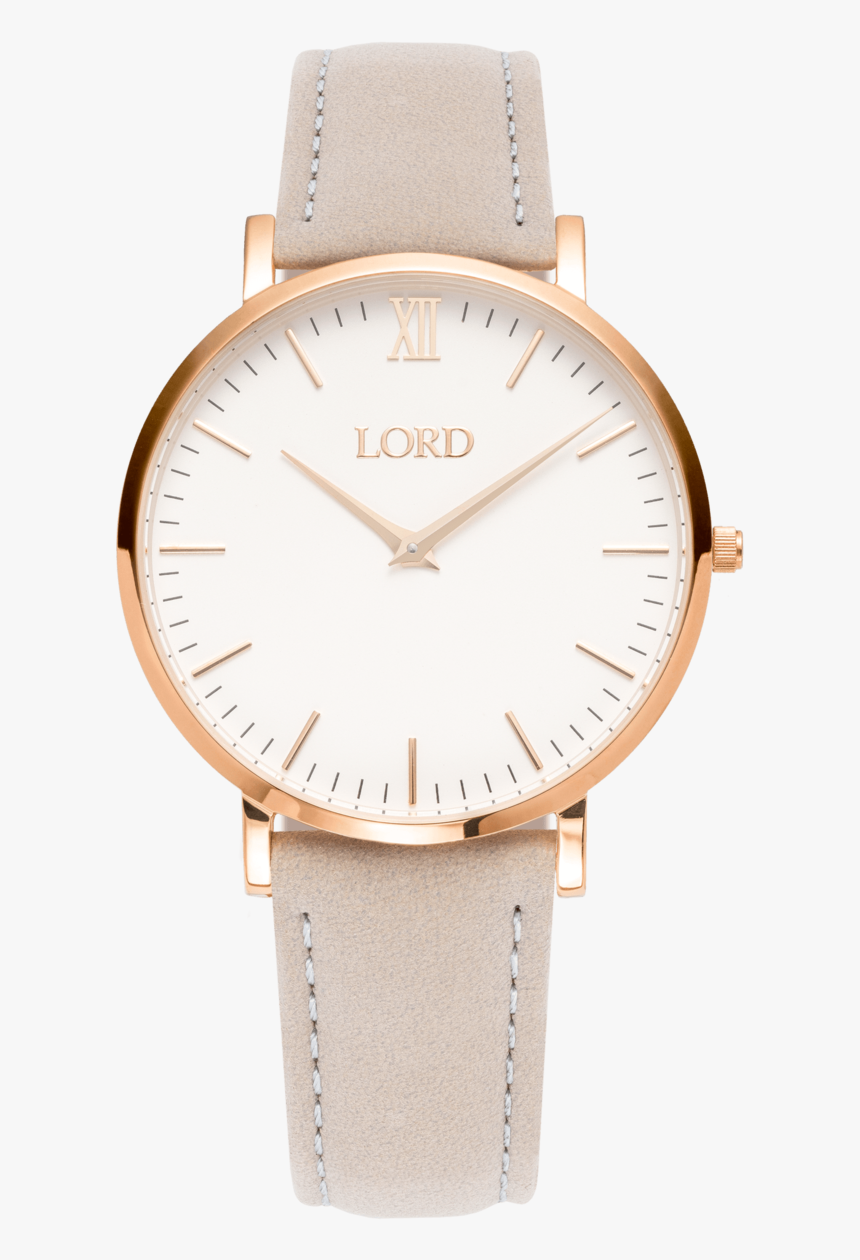 Classic Grey Ladies Watch White Face Golden Hands - Analog Watch, HD Png Download, Free Download