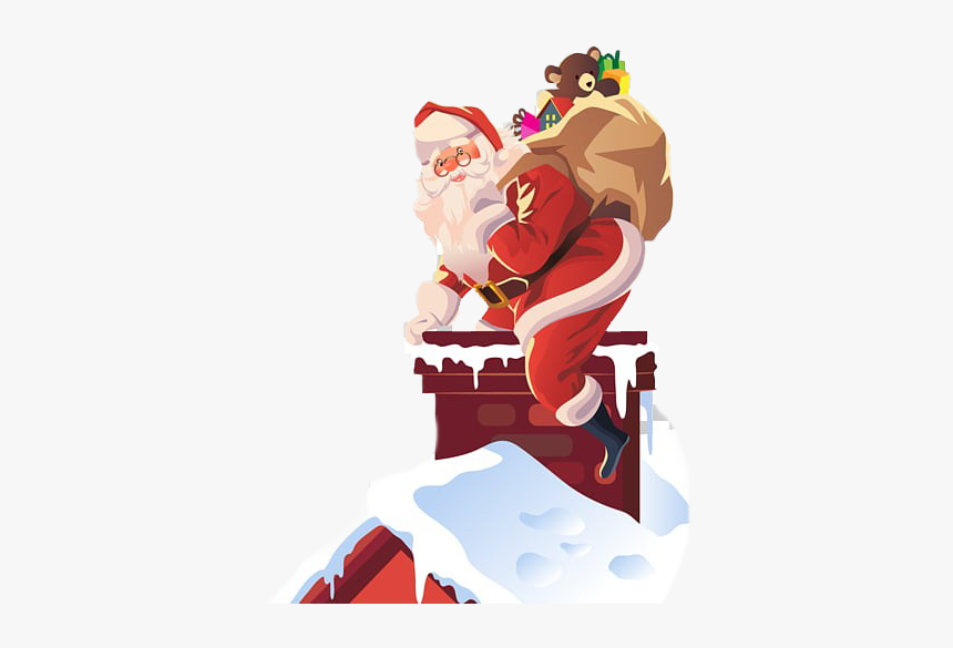 Christmas Chimney Png Transparent Picture - Santa On Roof Clipart, Png Download, Free Download