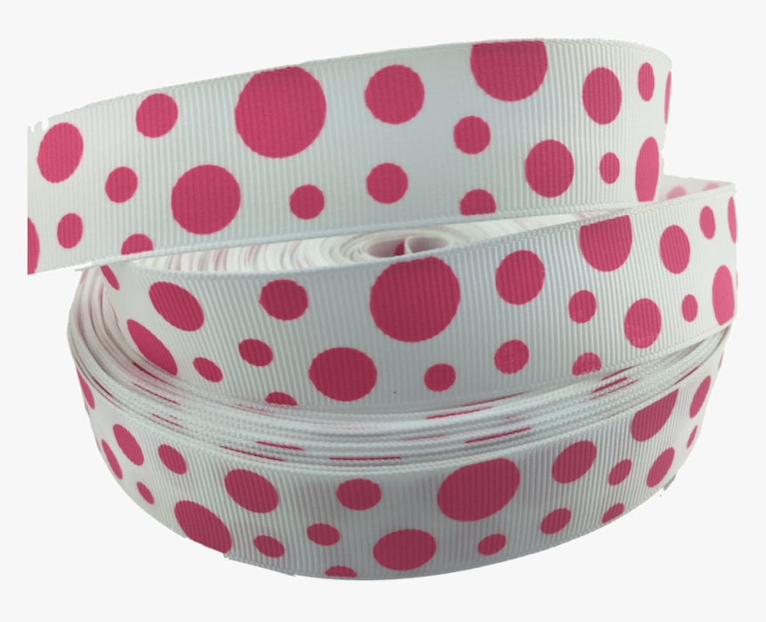 Ribbons [tag] White And Pink Polka Dot Grosgrain Ribbons - Polka Dot, HD Png Download, Free Download
