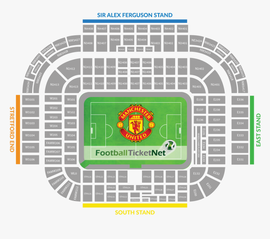 Manchester United Vs Manchester City Football Tickets - Old Trafford Stadium Plan, HD Png Download, Free Download