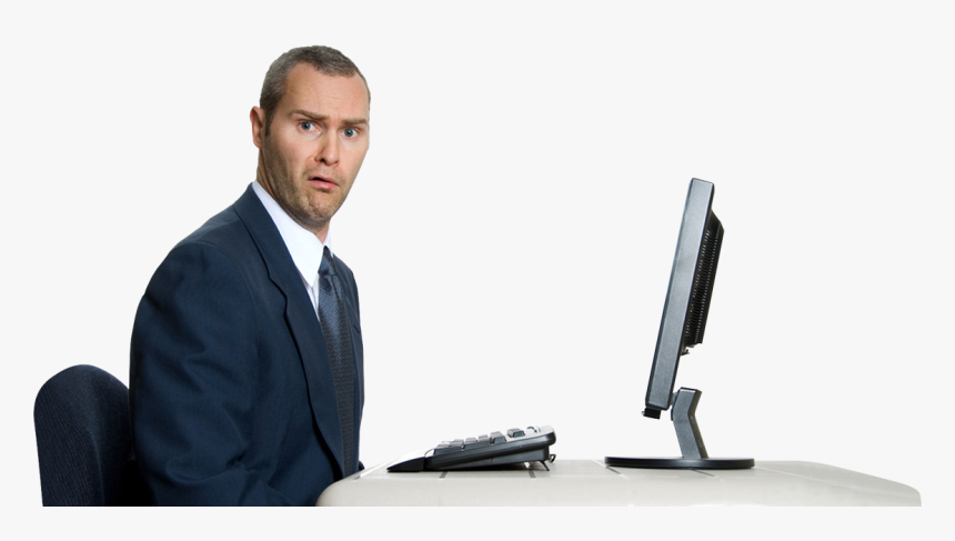 Person On Computer Confused Png - Man In Front Of Computer, Transparent Png, Free Download