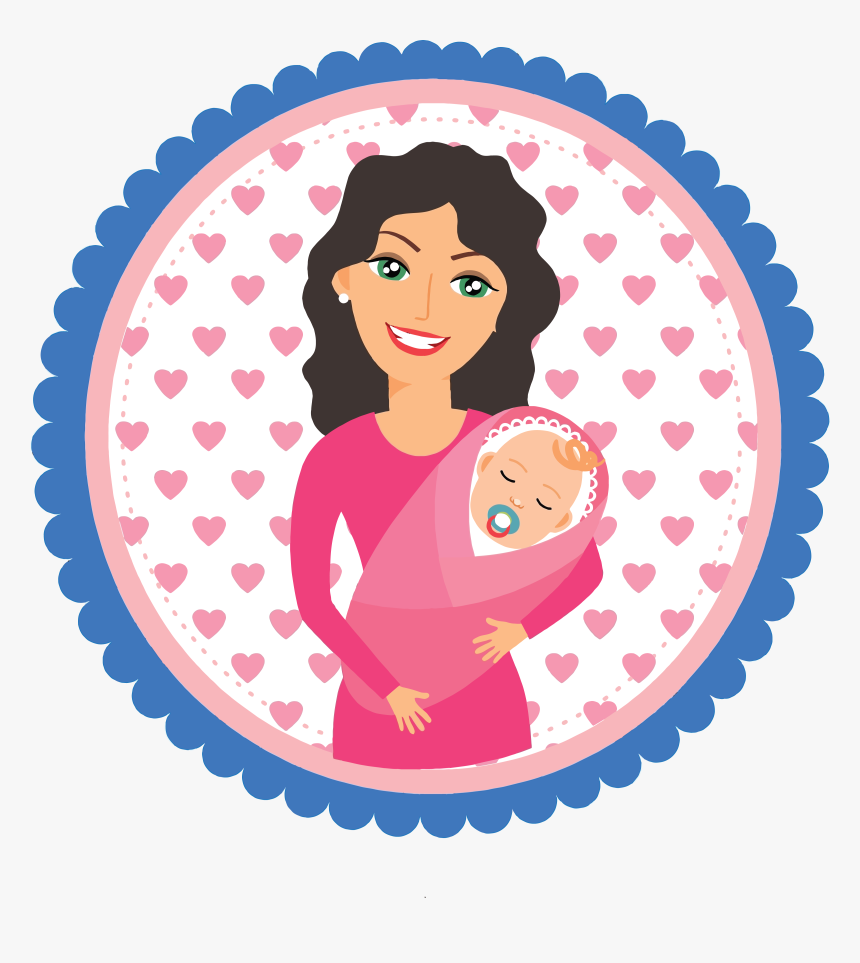 Free Clipart Of A Happy Mom Holding Her Baby In A Circle - Mom And Baby .png, Transparent Png, Free Download