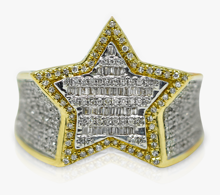 10k Yellow Gold Star Diamond Ring - Bracelet, HD Png Download, Free Download
