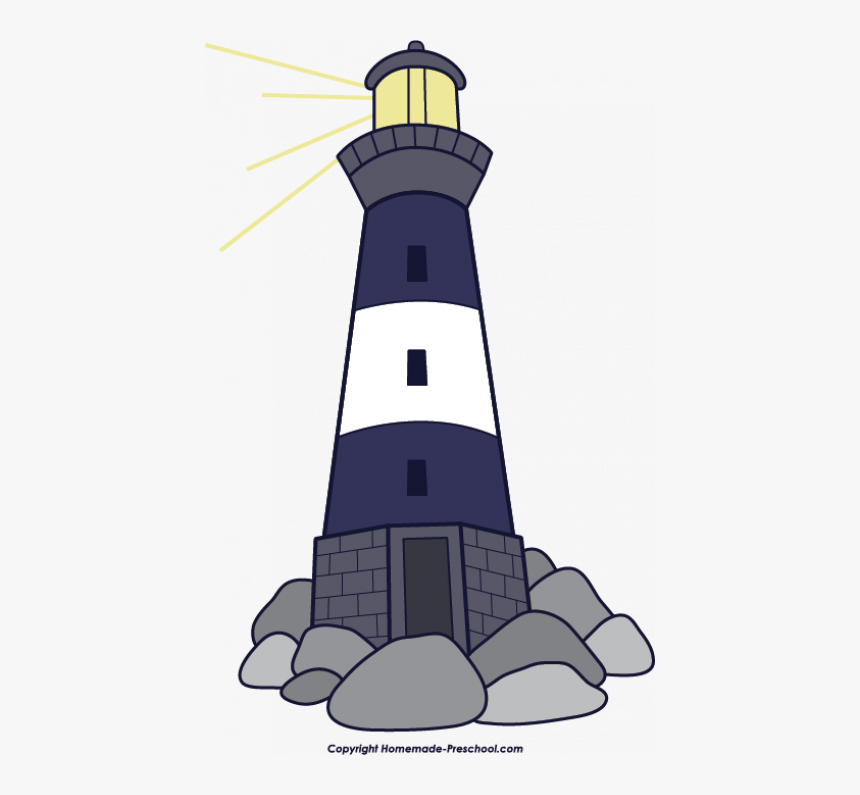 Blue Light House Clipart Banner Black And White Stock - Lighthouse Clipart, HD Png Download, Free Download