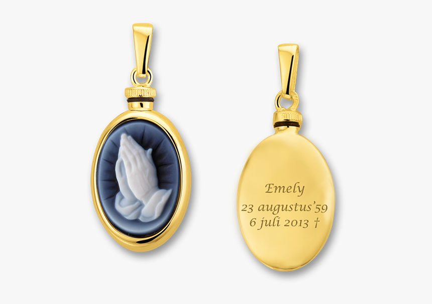 Golden Oval Pendant With Blue Cameo "praying Hands", HD Png Download, Free Download