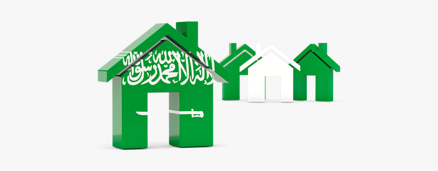Three Houses With Flag, HD Png Download, Free Download