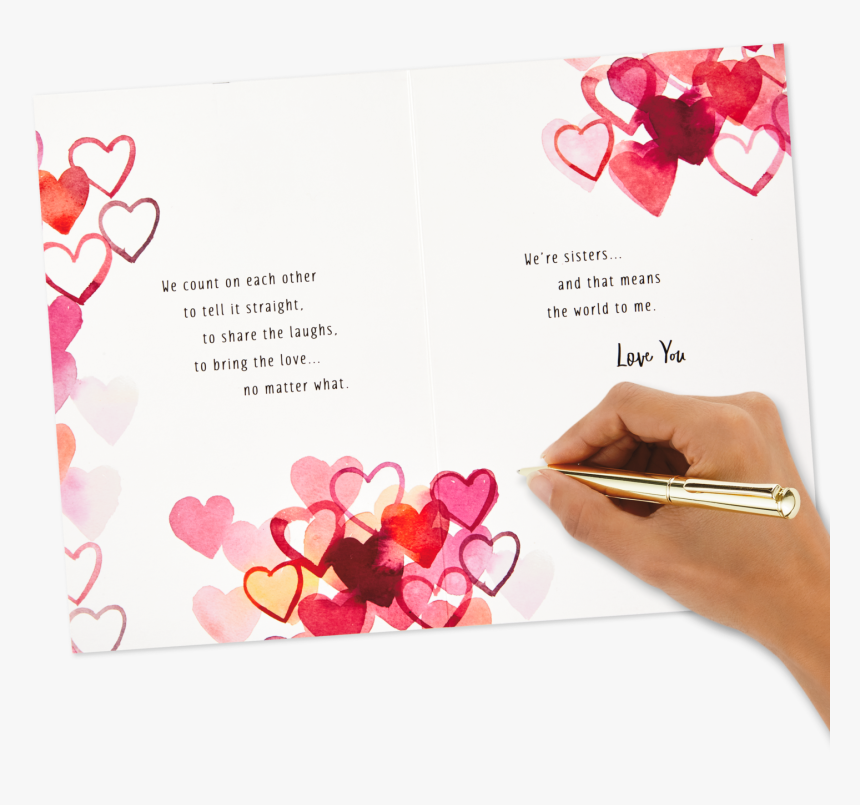 Watercolor Hearts Valentine"s Day Card For Sister, HD Png Download, Free Download