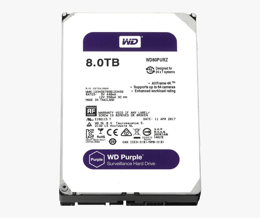 8tb Purple Wd80purz, 5400 Rpm, Sata 6gb/s, 128mb Cache,, HD Png Download, Free Download